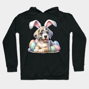 Puppy Great Dane Bunny Ears Easter Eggs Happy Easter Day Hoodie